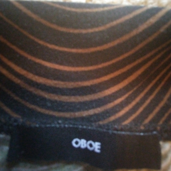 Orange and Brown Psychedelic Wrap Blouse with 3/4 Sleeves and Notched Collar - Picture 5 of 7